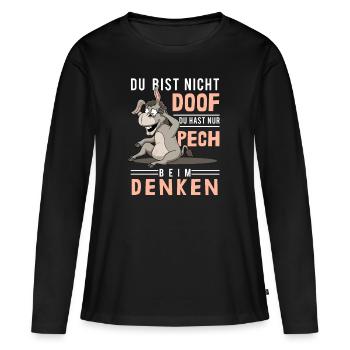 Pensée de malchance, stupidité, âne stupide, stupide - T-shirt manches longues Premium bio Femme - noir - Devant - Julia (174cm)