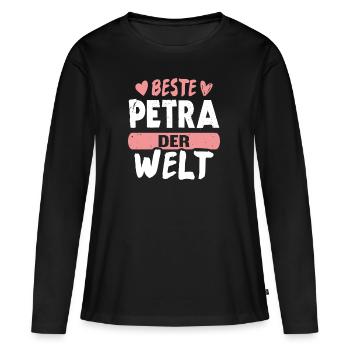 Beste Petra der Welt - Frauen Premium Bio Langarmshirt - Schwarz - Vorne - Julia (174cm)