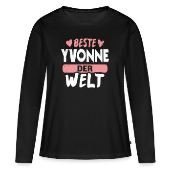 Beste Yvonne der Welt - Frauen Premium Bio Langarmshirt - Schwarz - Vorne - Julia (174cm)