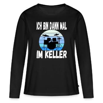 Ich bin dann mal im Keller - Frauen Premium Bio Langarmshirt - Schwarz - Vorne - Julia (174cm)