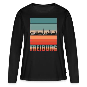 Freiburg | Freiburg Skyline - Frauen Premium Bio Langarmshirt - Schwarz - Vorne - Julia (174cm)