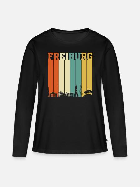 Freiburg Skyline - Frauen Premium Bio Langarmshirt - Schwarz