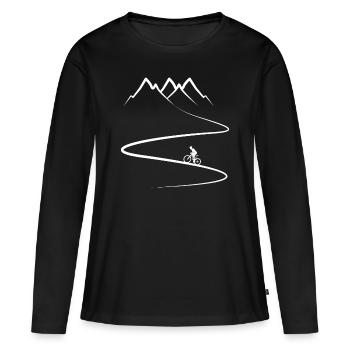VTT - Montagnes - Montagnes - Courbes - T-shirt manches longues Premium bio Femme - noir - Devant - Julia (174cm)