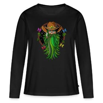 Weed Cowboy Stoner - T-shirt manches longues Premium bio Femme - noir - Devant - Julia (174cm)