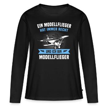 Modellflieger Modellflug Modellfliegen - Frauen Premium Bio Langarmshirt - Schwarz - Vorne - Julia (174cm)