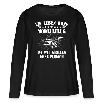 Modellflieger Modellflug Modellfliegen - Frauen Premium Bio Langarmshirt - Schwarz - Vorne - Julia (174cm)