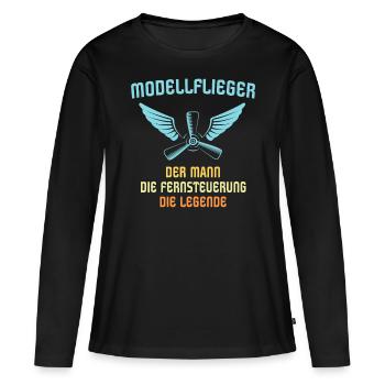 Modellflug Modellflieger Modellfliegen - Frauen Premium Bio Langarmshirt - Schwarz - Vorne - Julia (174cm)