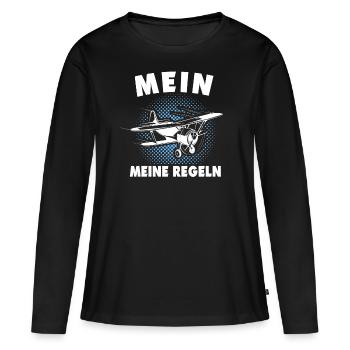 Modellflug Modellflieger Modellfliegen - Frauen Premium Bio Langarmshirt - Schwarz - Vorne - Julia (174cm)