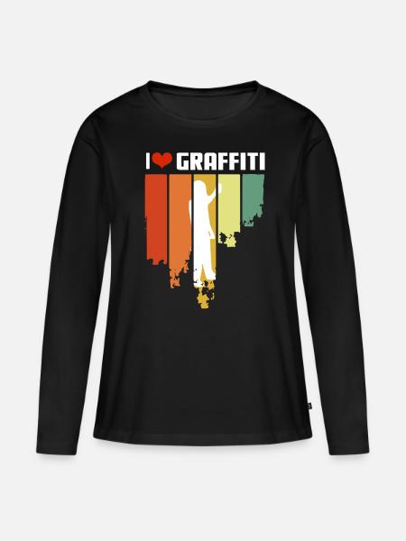 I Love Graffiti Retro Edition - Frauen Premium Bio Langarmshirt - Schwarz