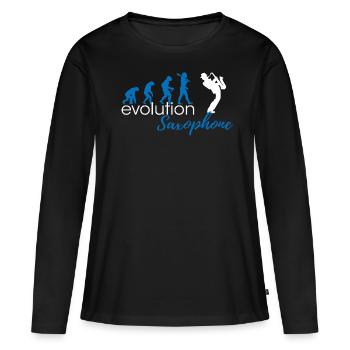 Évolution du saxophone - T-shirt manches longues Premium bio Femme - noir - Devant - Julia (174cm)