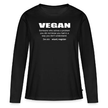 Description végétalienne - T-shirt manches longues Premium bio Femme - noir - Devant - Julia (174cm)
