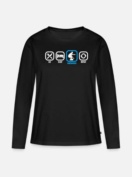 Mangez sleep Wakeboarding Tshirt - T-shirt manches longues Premium bio Femme - noir