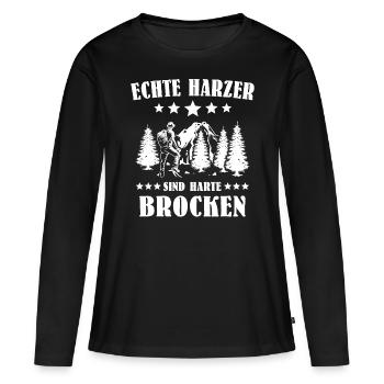 Harzer Brocken Harz - Frauen Premium Bio Langarmshirt - Schwarz - Vorne - Julia (174cm)
