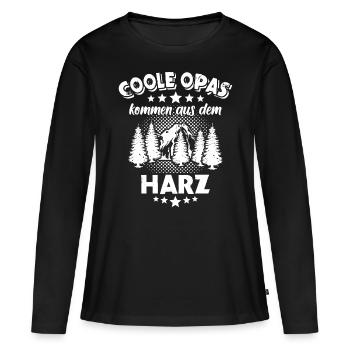 Harzer Opa Harz Grossvater - Frauen Premium Bio Langarmshirt - Schwarz - Vorne - Julia (174cm)
