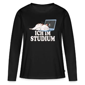 Ich im Studium schlafende katze - Frauen Premium Bio Langarmshirt - Schwarz - Vorne - Julia (174cm)