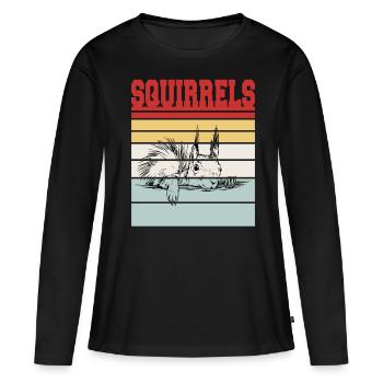 ÉCUREUILS - T-shirt manches longues Premium bio Femme - noir - Devant - Julia (174cm)