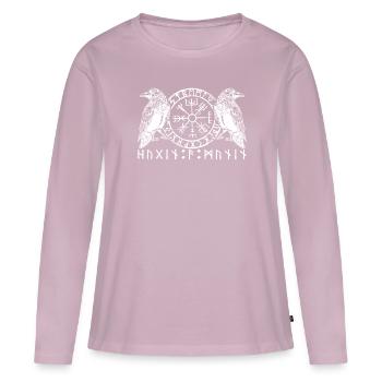 Wikinger Vanheimr Hugin & Munin Raben Odins - Frauen Premium Bio Langarmshirt - Altrosa - Vorne - Julia (174cm)