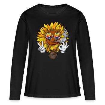 Tournesol Hippie Stoner - T-shirt manches longues Premium bio Femme - noir - Devant - Julia (174cm)