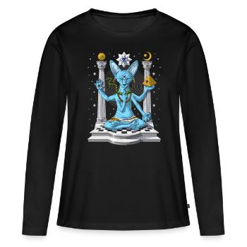 Sphynx Chat Psychédélique Shiva - T-shirt manches longues Premium bio Femme - noir - Devant - Julia (174cm)