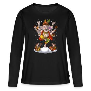 Hindouisme Éléphant Dieu Ganesha - T-shirt manches longues Premium bio Femme - noir - Devant - Julia (174cm)