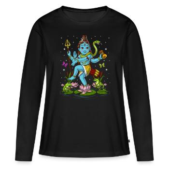Bébé Shiva Hindou Nataraja - T-shirt manches longues Premium bio Femme - noir - Devant - Julia (174cm)