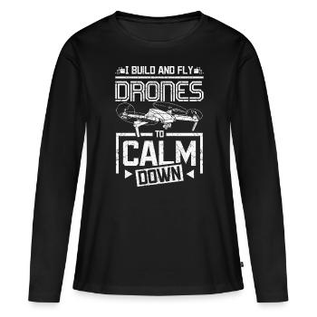Construire et piloter des drones - T-shirt manches longues Premium bio Femme - noir - Devant - Julia (174cm)