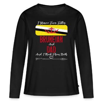 Drapeau brunéien du père Brunei pour la fête des pères - T-shirt manches longues Premium bio Femme - noir - Devant - Julia (174cm)