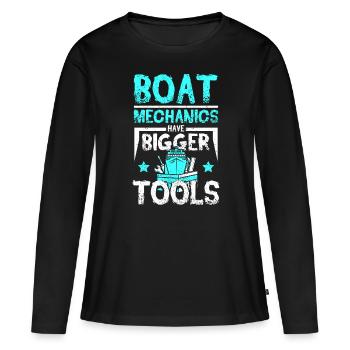 Les mécaniciens de bateaux ont des outils plus gros - T-shirt manches longues Premium bio Femme - noir - Devant - Julia (174cm)