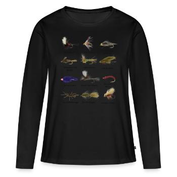 Fly Fishing Flies Fisherman Gift - Frauen Premium Bio Langarmshirt - Schwarz - Vorne - Julia (174cm)