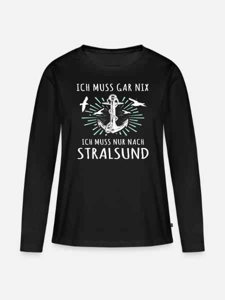 Stralsund Souvenir Ostsee Urlaub - Frauen Premium Bio Langarmshirt - Schwarz