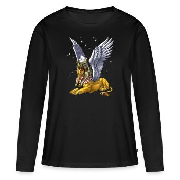 Sphinx aus der altägyptischen Mythologie - Frauen Premium Bio Langarmshirt - Schwarz - Vorne - Julia (174cm)