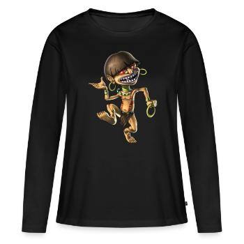 Aztekisches Fabelwesen Chaneque - Frauen Premium Bio Langarmshirt - Schwarz - Vorne - Julia (174cm)