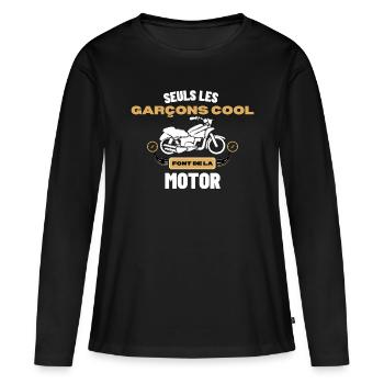 Cadeaux pour les motards Quad, Stunt, Moto, Vélo - T-shirt manches longues Premium bio Femme - noir - Devant - Julia (174cm)