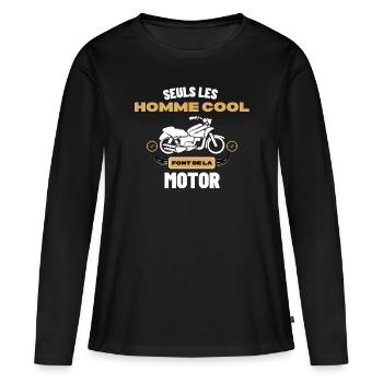 Cadeaux pour les motards Quad, Stunt, Moto, Vélo - T-shirt manches longues Premium bio Femme - noir - Devant - Julia (174cm)