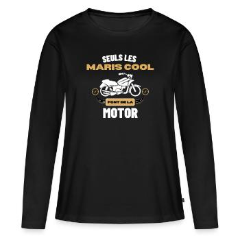Cadeaux pour les motards Quad, Stunt, Moto, Vélo - T-shirt manches longues Premium bio Femme - noir - Devant - Julia (174cm)