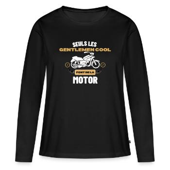 Cadeaux pour les motards Quad, Stunt, Moto, Vélo - T-shirt manches longues Premium bio Femme - noir - Devant - Julia (174cm)