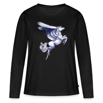 Créature mythique grecque Pégase - T-shirt manches longues Premium bio Femme - noir - Devant - Julia (174cm)
