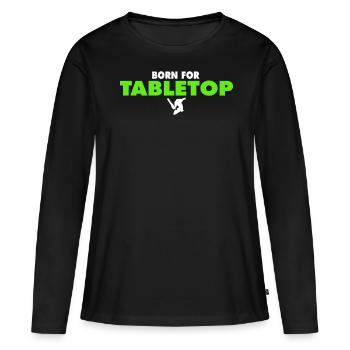 NÉ POUR LE THÉ DE TABLE - T-shirt manches longues Premium bio Femme - noir - Devant - Julia (174cm)