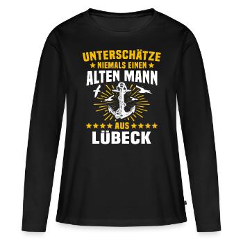 Lübeck Sprüche Hansestadt Luebeck - Frauen Premium Bio Langarmshirt - Schwarz - Vorne - Julia (174cm)