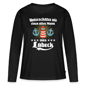 Lübeck Sprüche Hansestadt Luebeck - Frauen Premium Bio Langarmshirt - Schwarz - Vorne - Julia (174cm)