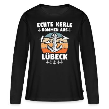 Lübeck Sprüche Hansestadt Luebeck - Frauen Premium Bio Langarmshirt - Schwarz - Vorne - Julia (174cm)