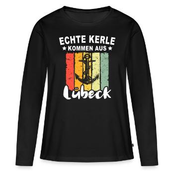 Lübeck Sprüche Hansestadt Luebeck - Frauen Premium Bio Langarmshirt - Schwarz - Vorne - Julia (174cm)