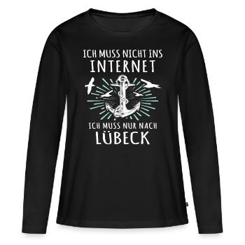 Lübeck Sprüche Hansestadt Luebeck - Frauen Premium Bio Langarmshirt - Schwarz - Vorne - Julia (174cm)
