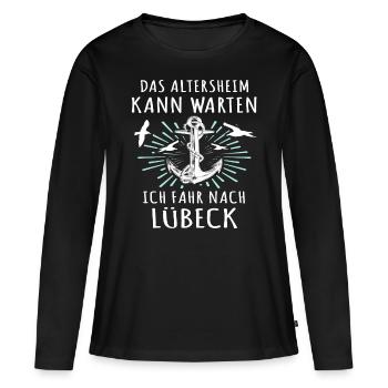 Lübeck Sprüche Hansestadt Luebeck - Frauen Premium Bio Langarmshirt - Schwarz - Vorne - Julia (174cm)
