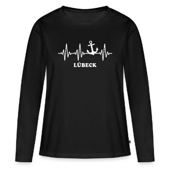 Lübeck ECG Souvenir Mer Baltique Lübeck - T-shirt manches longues Premium bio Femme - noir - Devant - Julia (174cm)