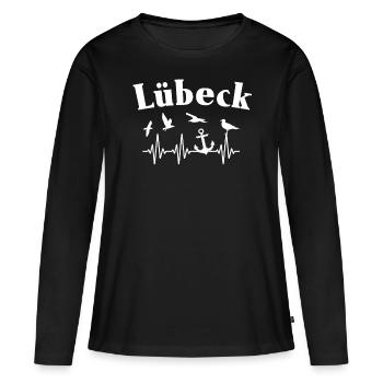 Lübeck ECG Souvenir Mer Baltique Lübeck - T-shirt manches longues Premium bio Femme - noir - Devant - Julia (174cm)