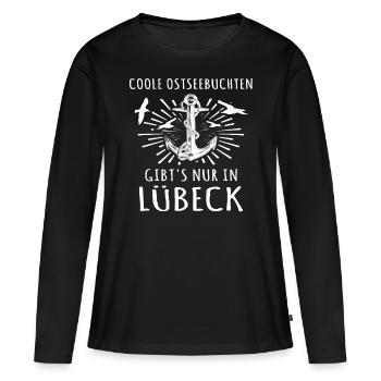 Lübeck Luebeck - Frauen Premium Bio Langarmshirt - Schwarz - Vorne - Julia (174cm)