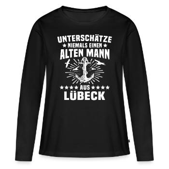Lübeck Luebeck - Frauen Premium Bio Langarmshirt - Schwarz - Vorne - Julia (174cm)