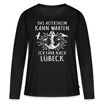 Lübeck Luebeck - Frauen Premium Bio Langarmshirt - Schwarz - Vorne - Julia (174cm)