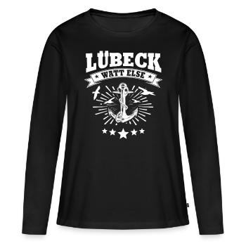 Lübeck - T-shirt manches longues Premium bio Femme - noir - Devant - Julia (174cm)